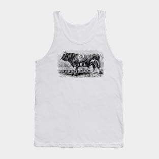 Jersey Bull Black and White Vintage Illustration Tank Top